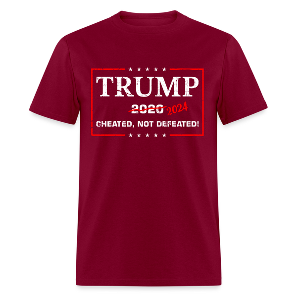 Trump 2024 Cheated Not Defeated T shirt - burgundy