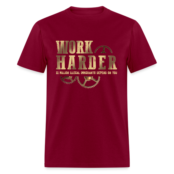 Work Harder T Shirt - burgundy