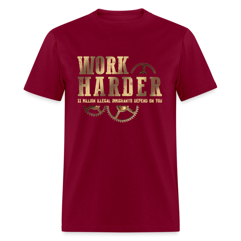 Work Harder T Shirt - burgundy