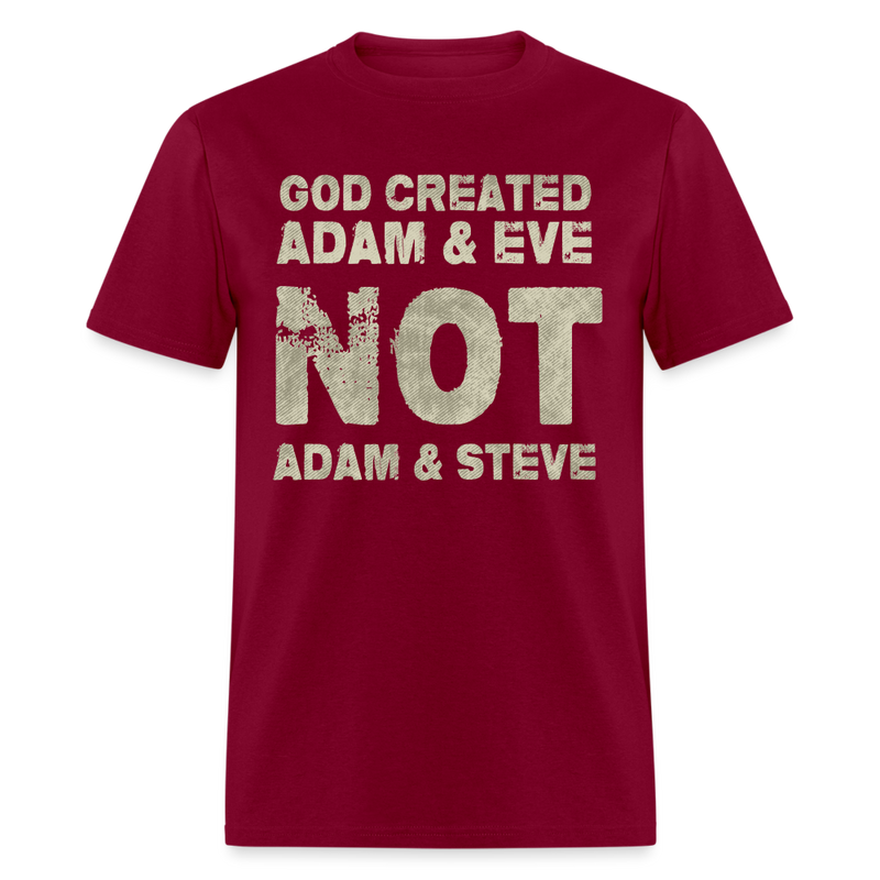 God Created Adam & Eve T Shirt - burgundy