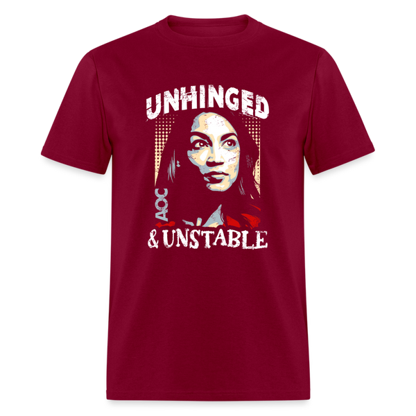 Unhinged & Unstable AOC T Shirt - burgundy