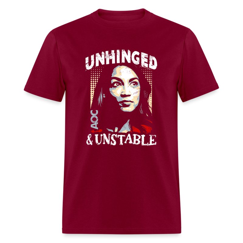 Unhinged & Unstable AOC T Shirt - burgundy