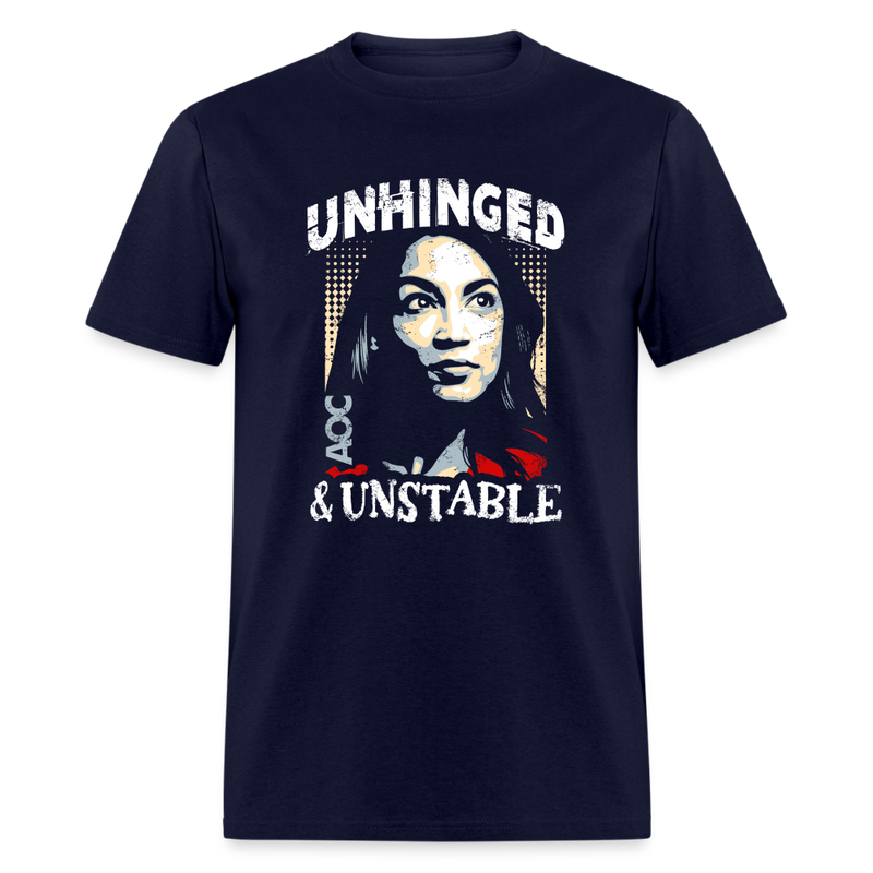 Unhinged & Unstable AOC T Shirt - navy