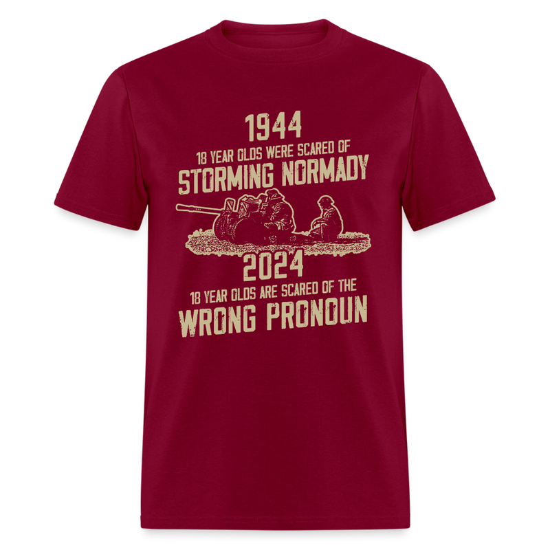 Wrong Pronouns T Shirt - burgundy