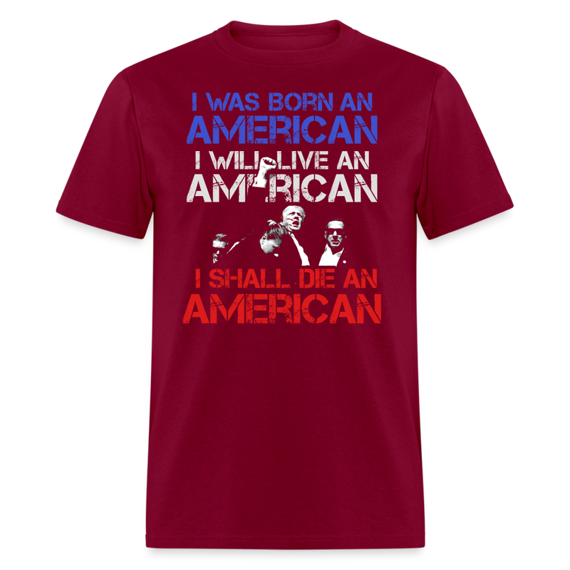 Born American T Shirt - burgundy