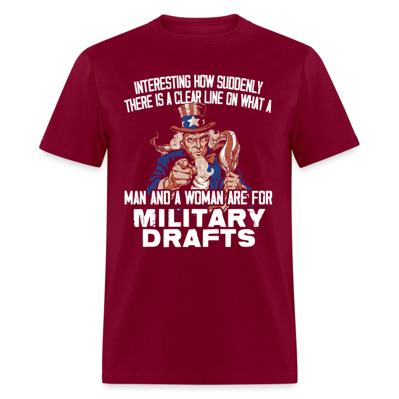 Military Drafts T Shirt - burgundy