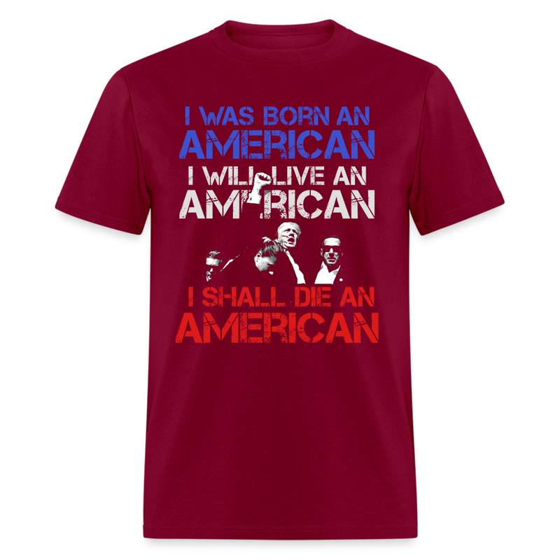 Born American T Shirt - burgundy