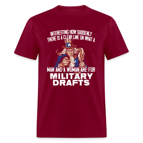 Military Drafts T Shirt - burgundy