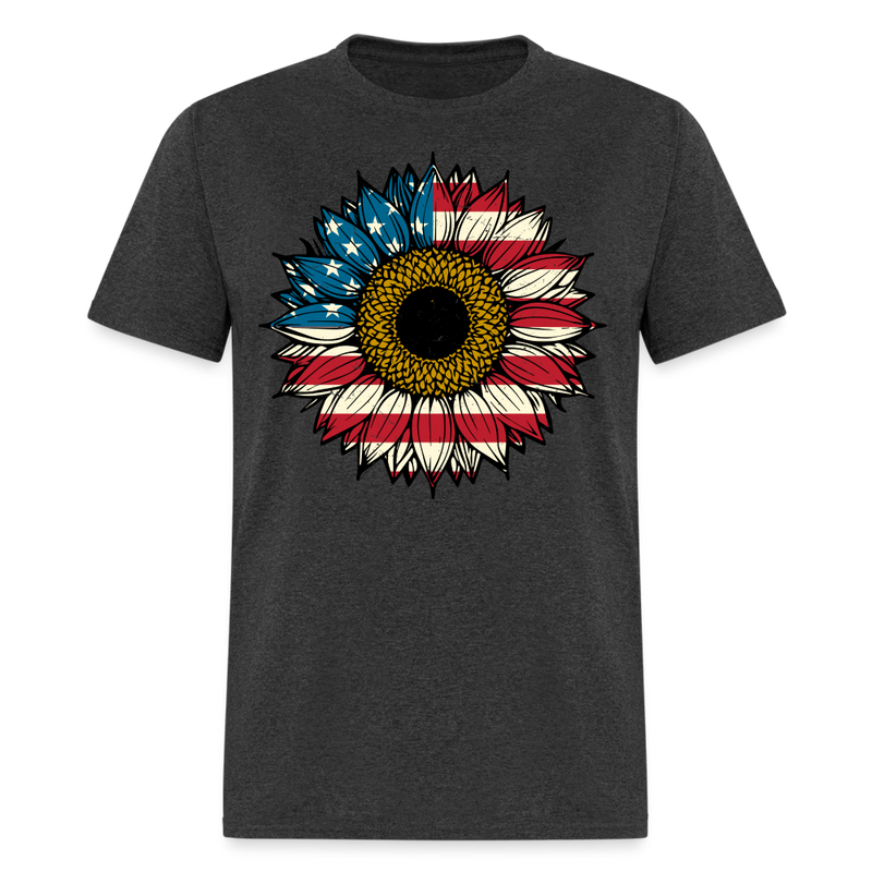 American Sun Flower T Shirt - heather black