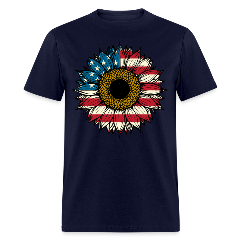 American Sun Flower T Shirt - navy