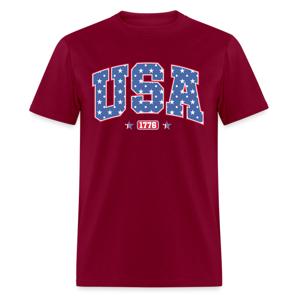 USA 1776 T Shirt - burgundy