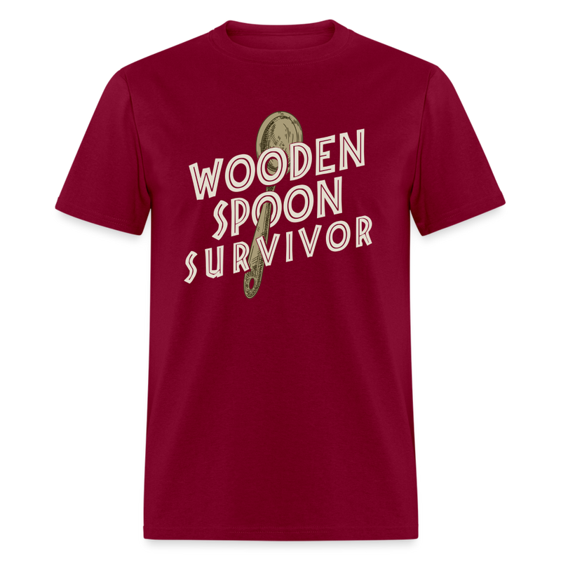 Wooden Spoon Survivor T-Shirt - burgundy